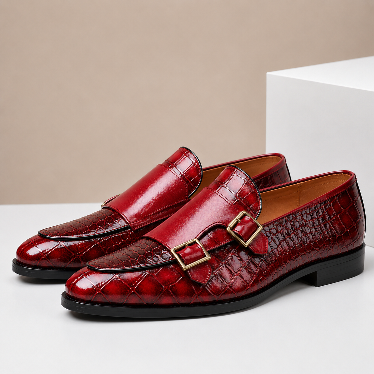 Mocassins Effet Croco Double Boucle