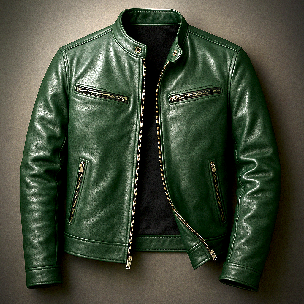Blouson en cuir coupe droite