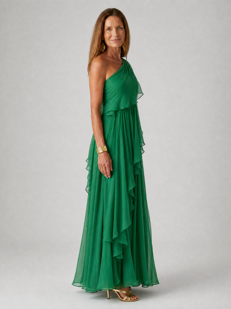 Robe Longue Asymétrique Volants