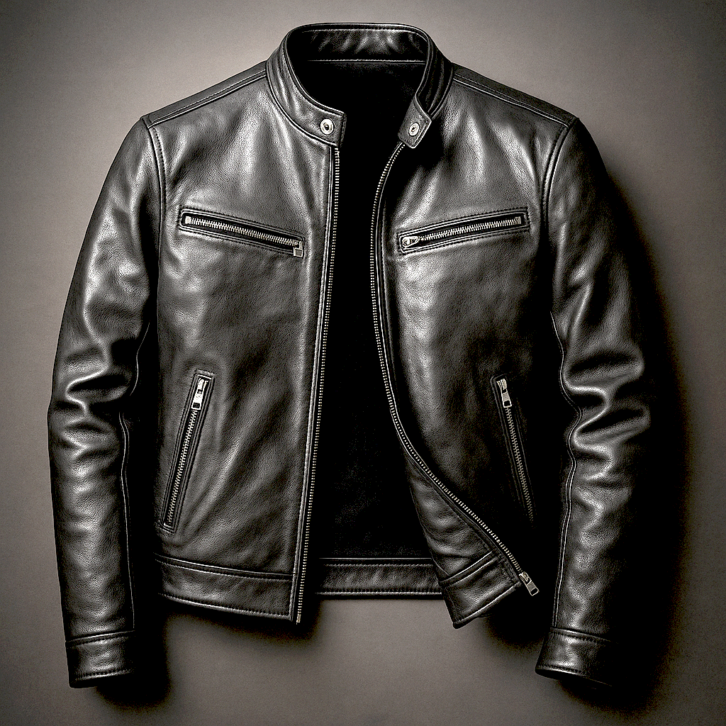 Blouson en cuir coupe droite