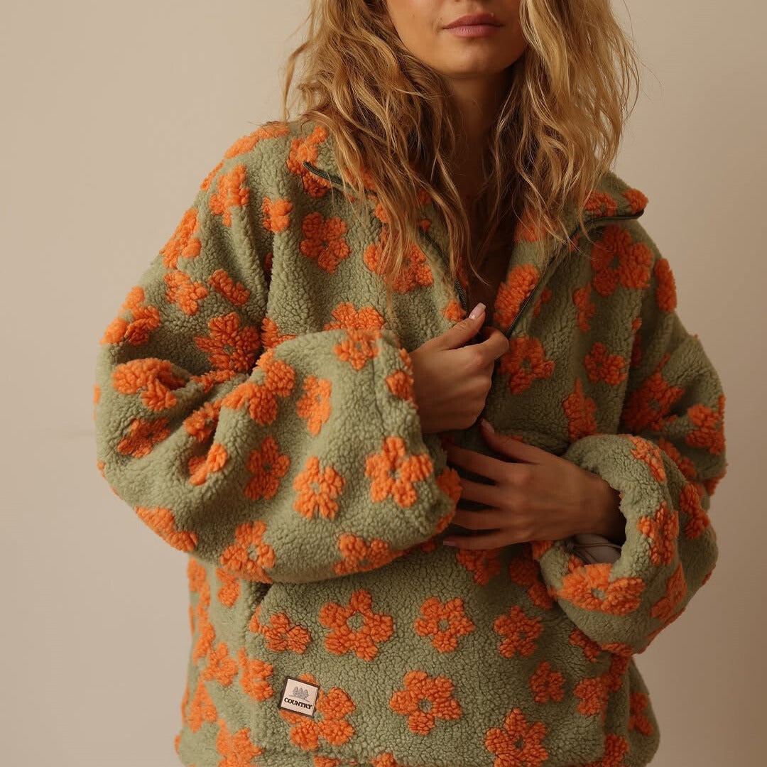 Sweat molletonné à imprimé floral