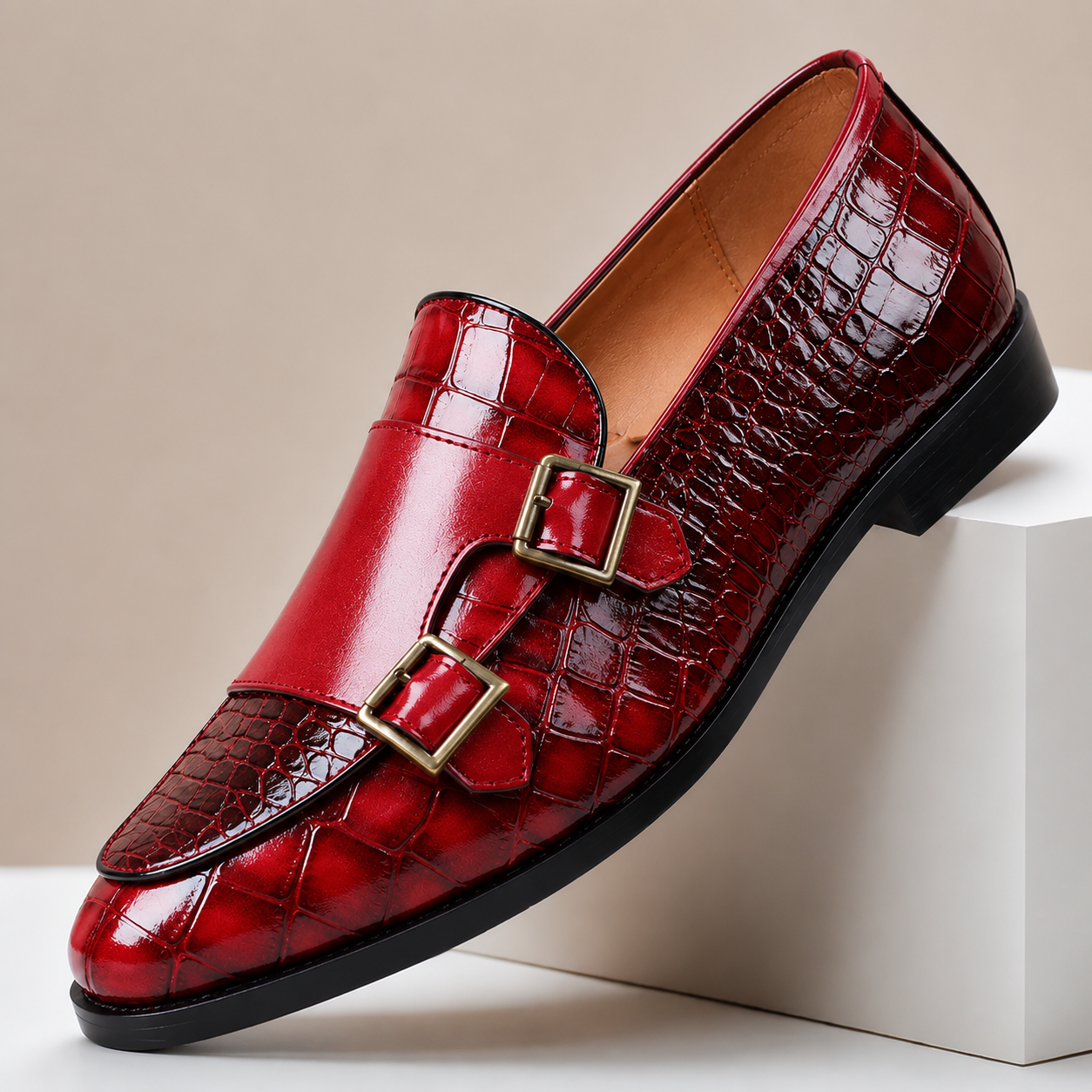 Mocassins Effet Croco Double Boucle