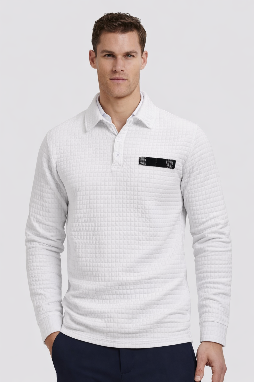 Polo en jacquard avec détails contrastés
