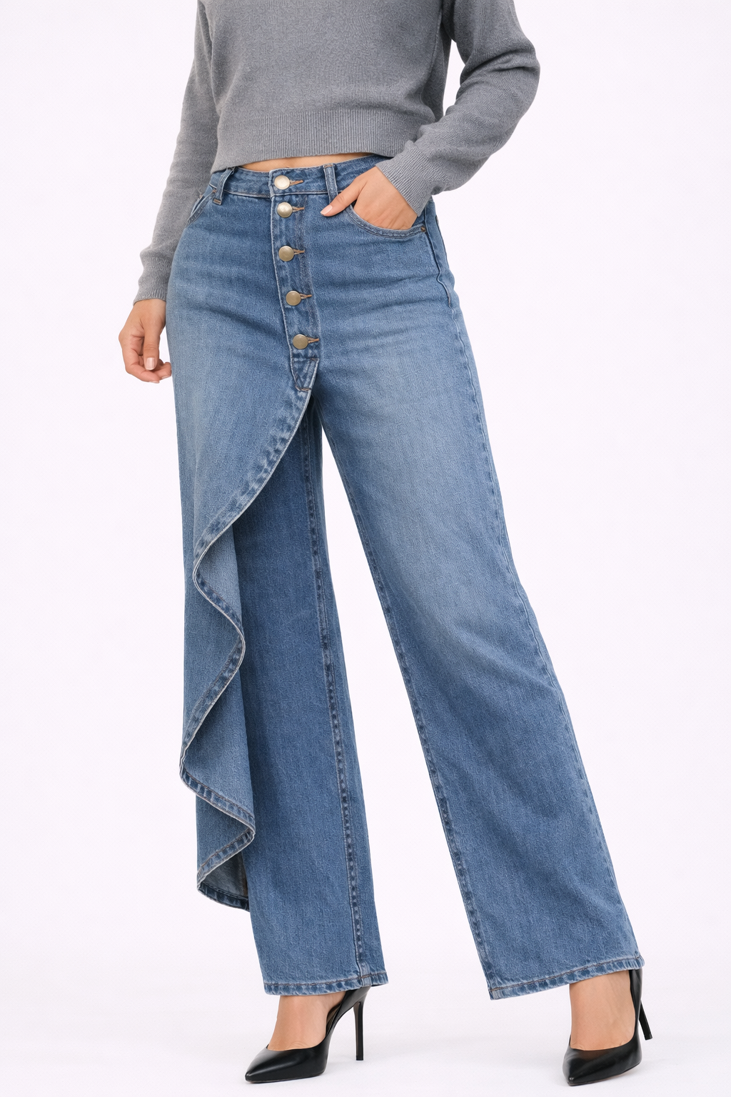 Pantalon croisé en jean