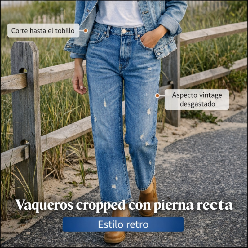 Vaqueros de Pierna Recta Cropped