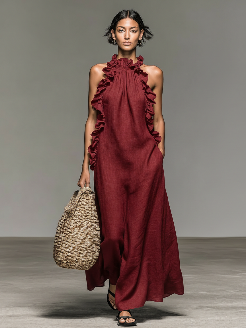 Robe Longue Volantée Dos Nu