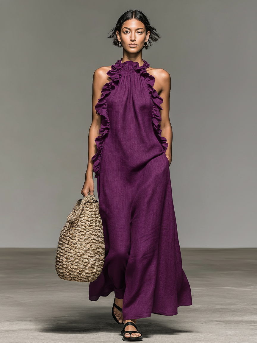 Robe Longue Volantée Dos Nu