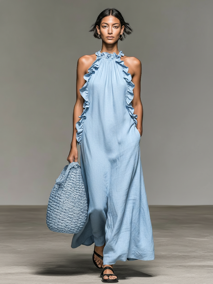 Robe Longue Volantée Dos Nu