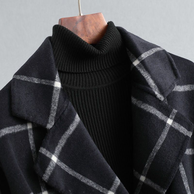 Manteau élégant en laine à carreaux