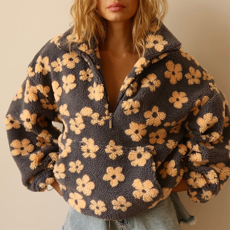 Sweat molletonné à imprimé floral
