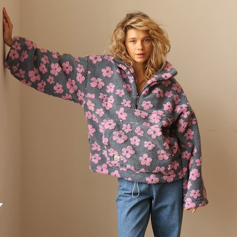 Sweat molletonné à imprimé floral