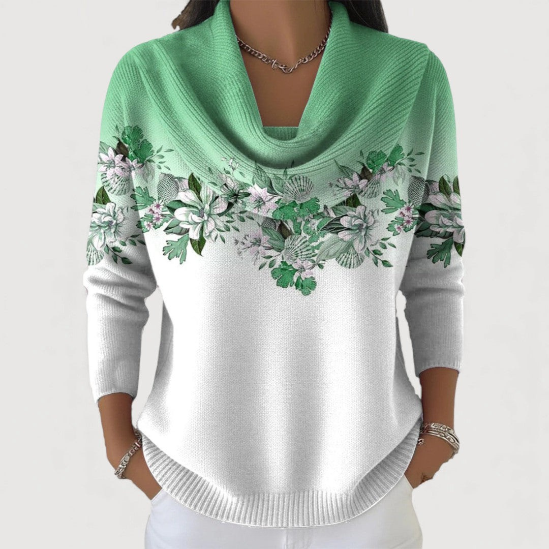 Pull floral à encolure douce