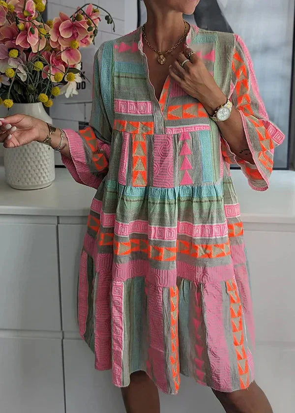 Robe col V en lin