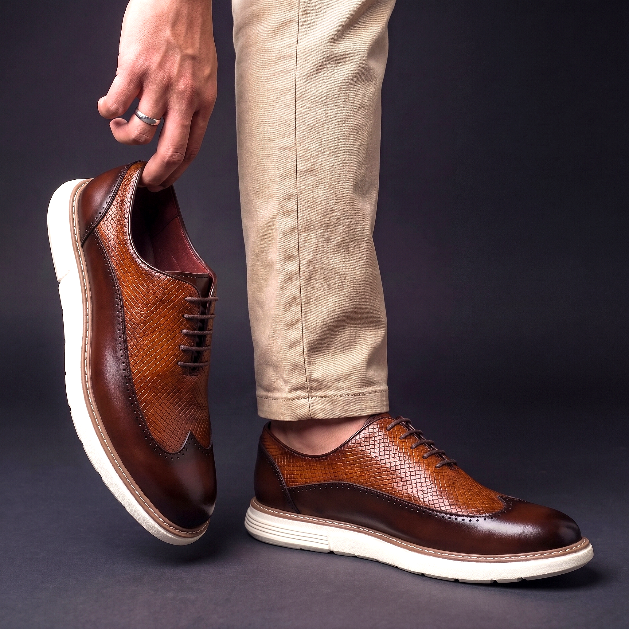 Baskets Brogue Effet Croco
