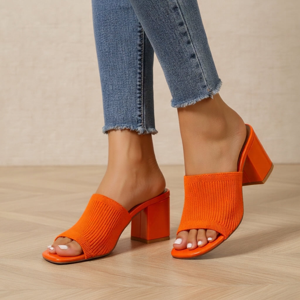 Mules Maille Talon Bloc