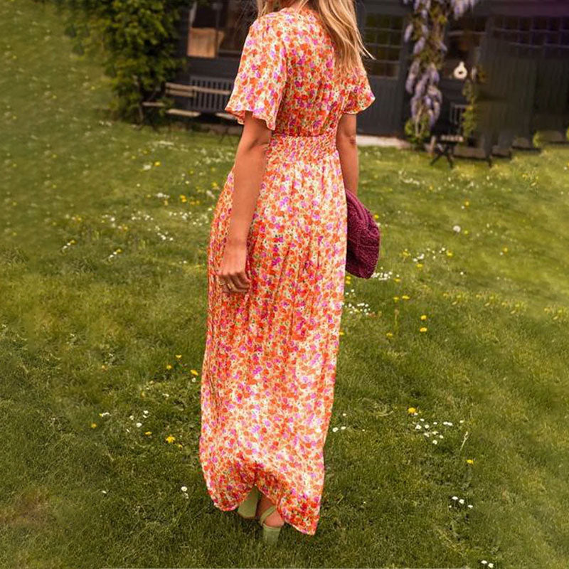 Robe longue fluide à fleurs