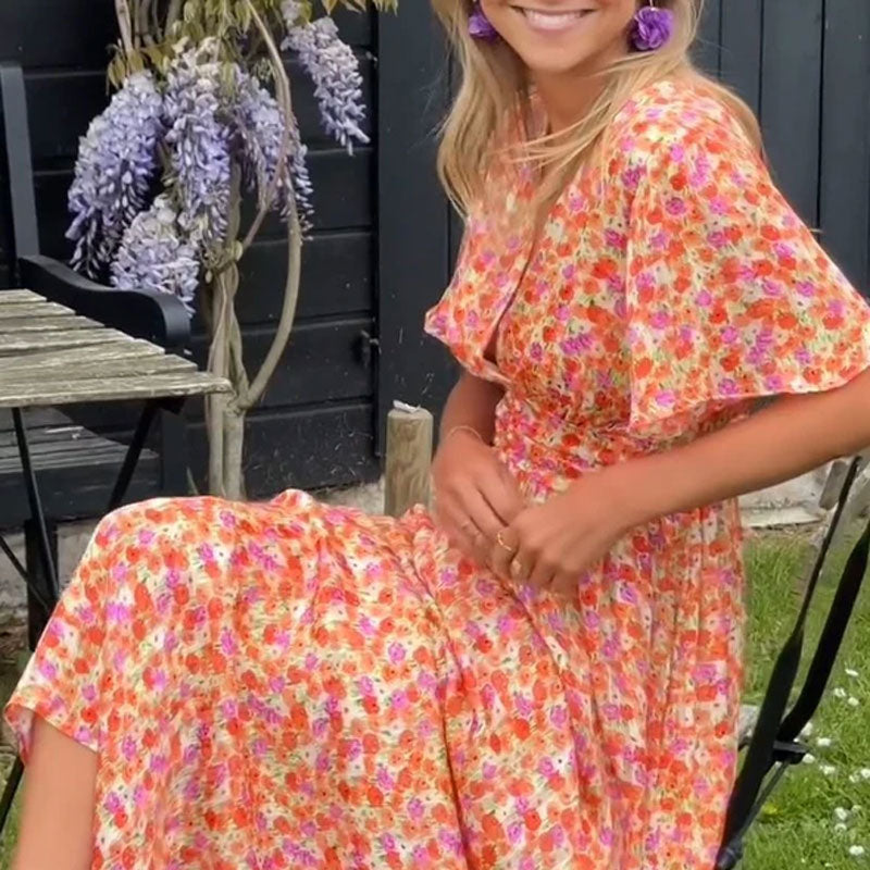 Robe longue fluide à fleurs