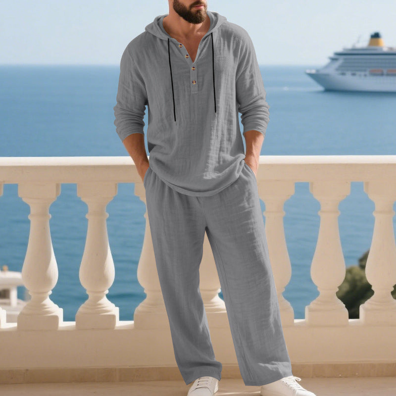 Ensemble décontracté à capuche et pantalon pour homme – 2 pièces
