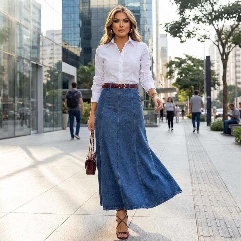 Falda Denim de Línea A