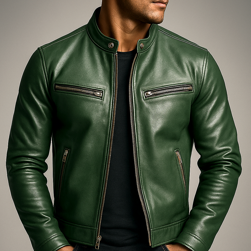 Blouson en cuir coupe droite