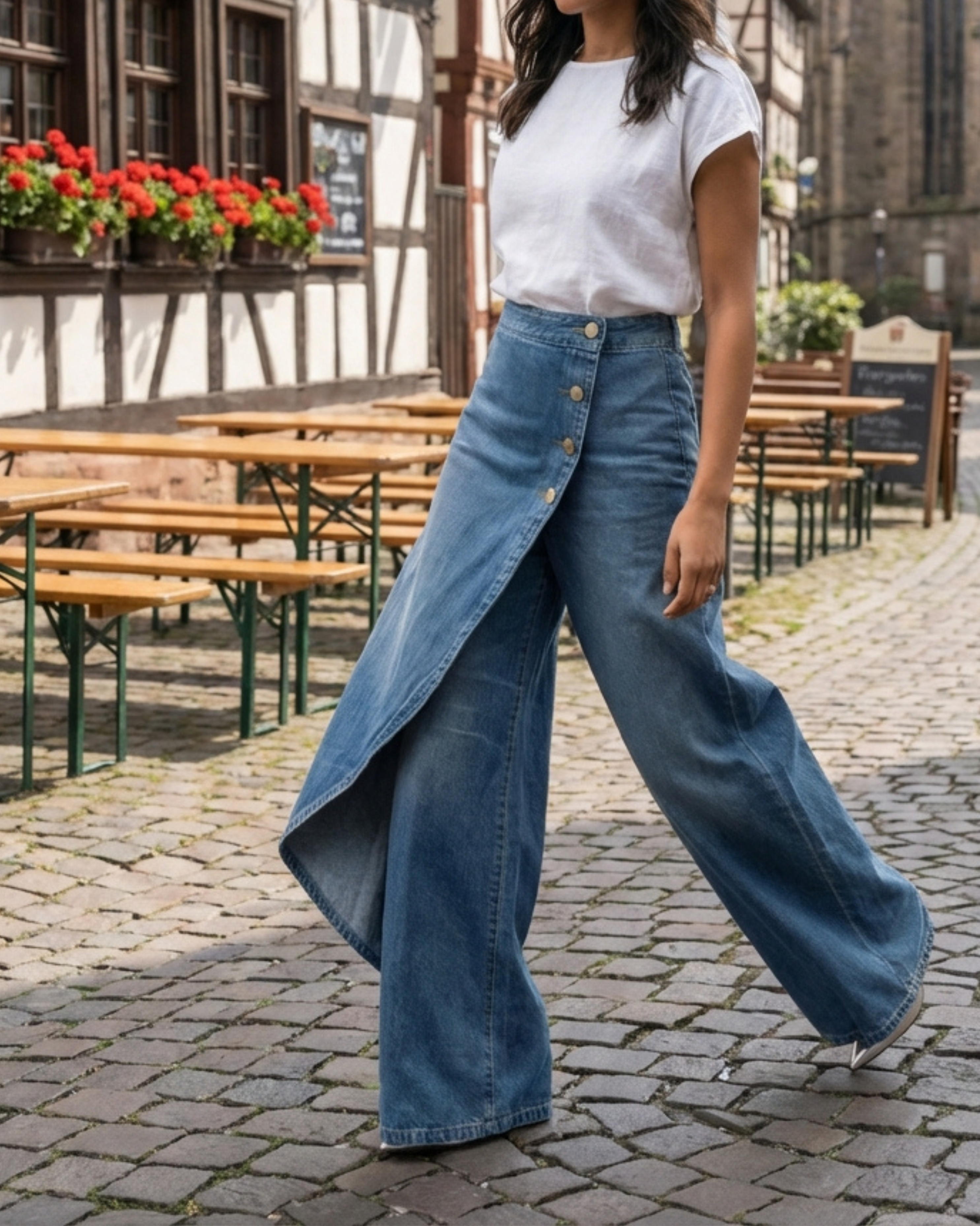 Pantalon croisé en jean