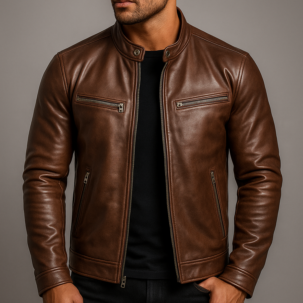 Blouson en cuir coupe droite