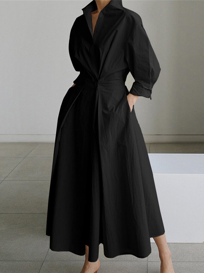 Robe trapèze à col polo
