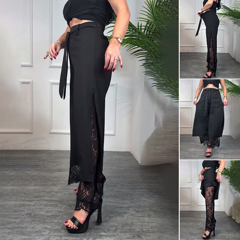 Pantalon ample avec détail en dentelle