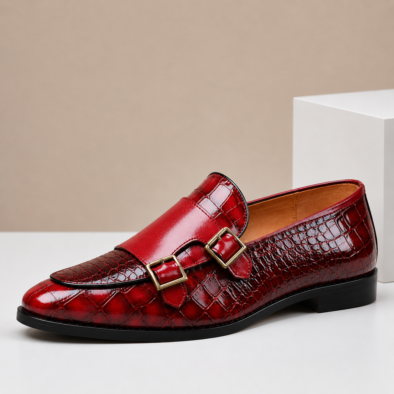 Mocassins Effet Croco Double Boucle