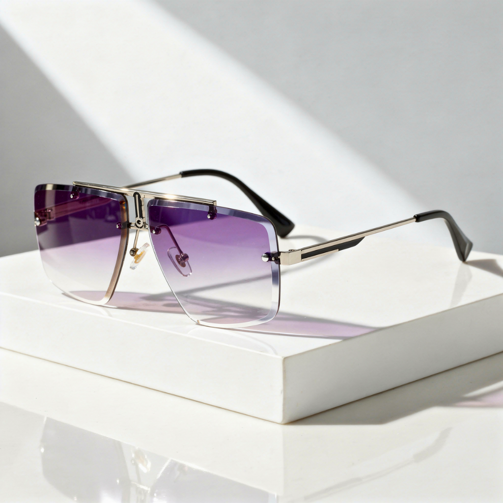 Lunettes de Soleil Carrées Sans Monture