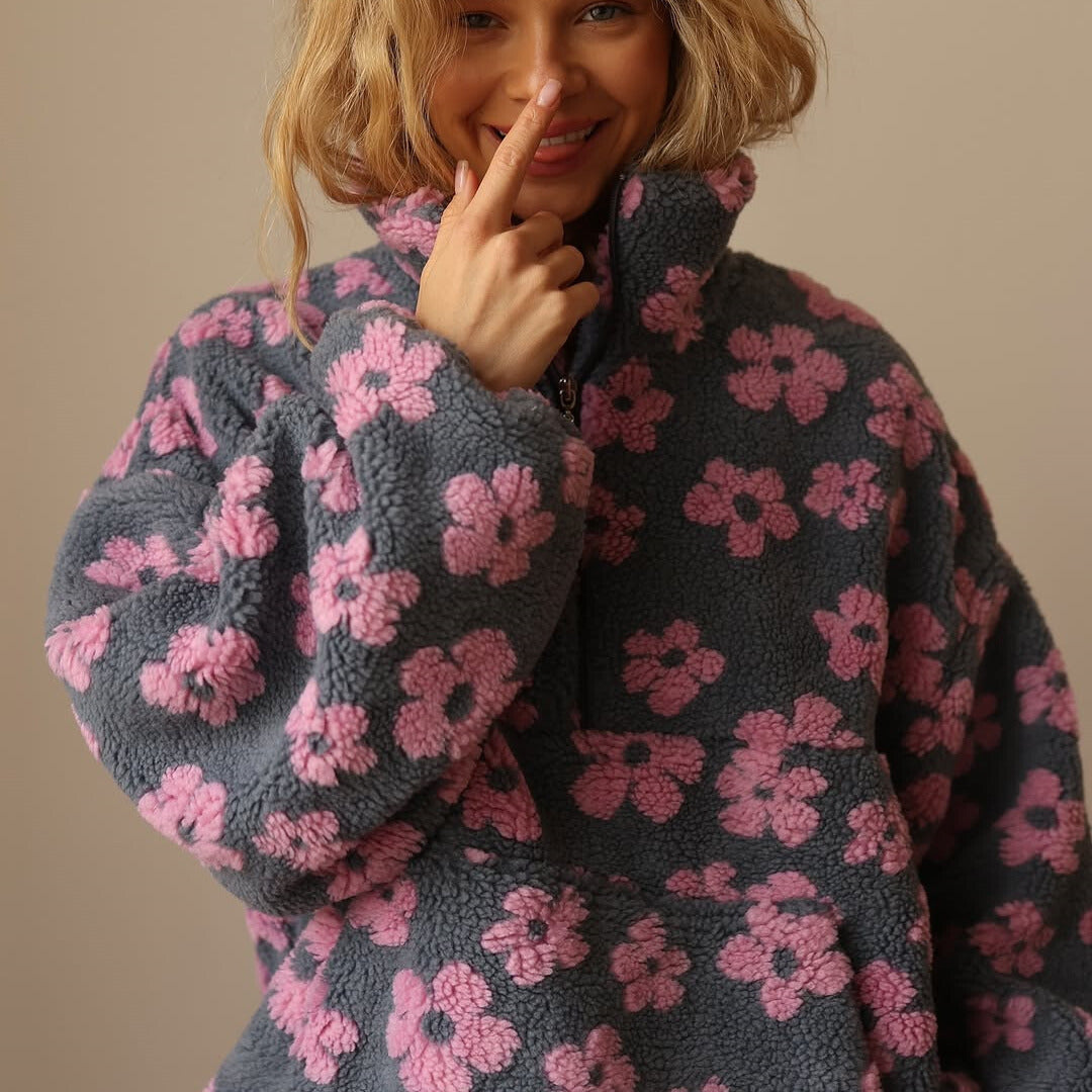 Sweat molletonné à imprimé floral