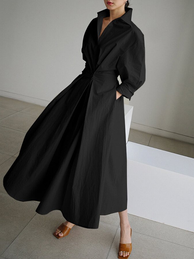 Robe trapèze à col polo