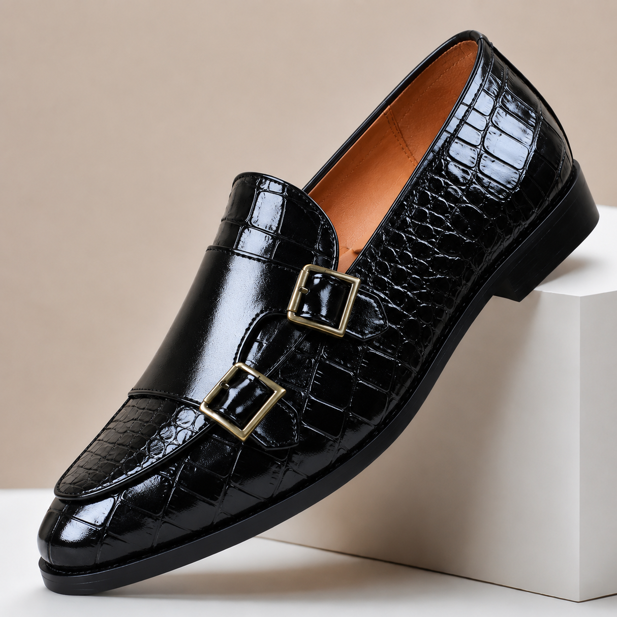 Mocassins Effet Croco Double Boucle