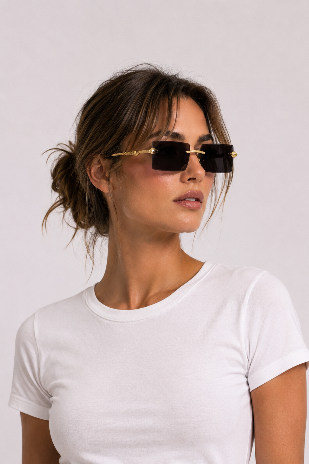 Lunettes de Soleil Rectangle Sans Monture