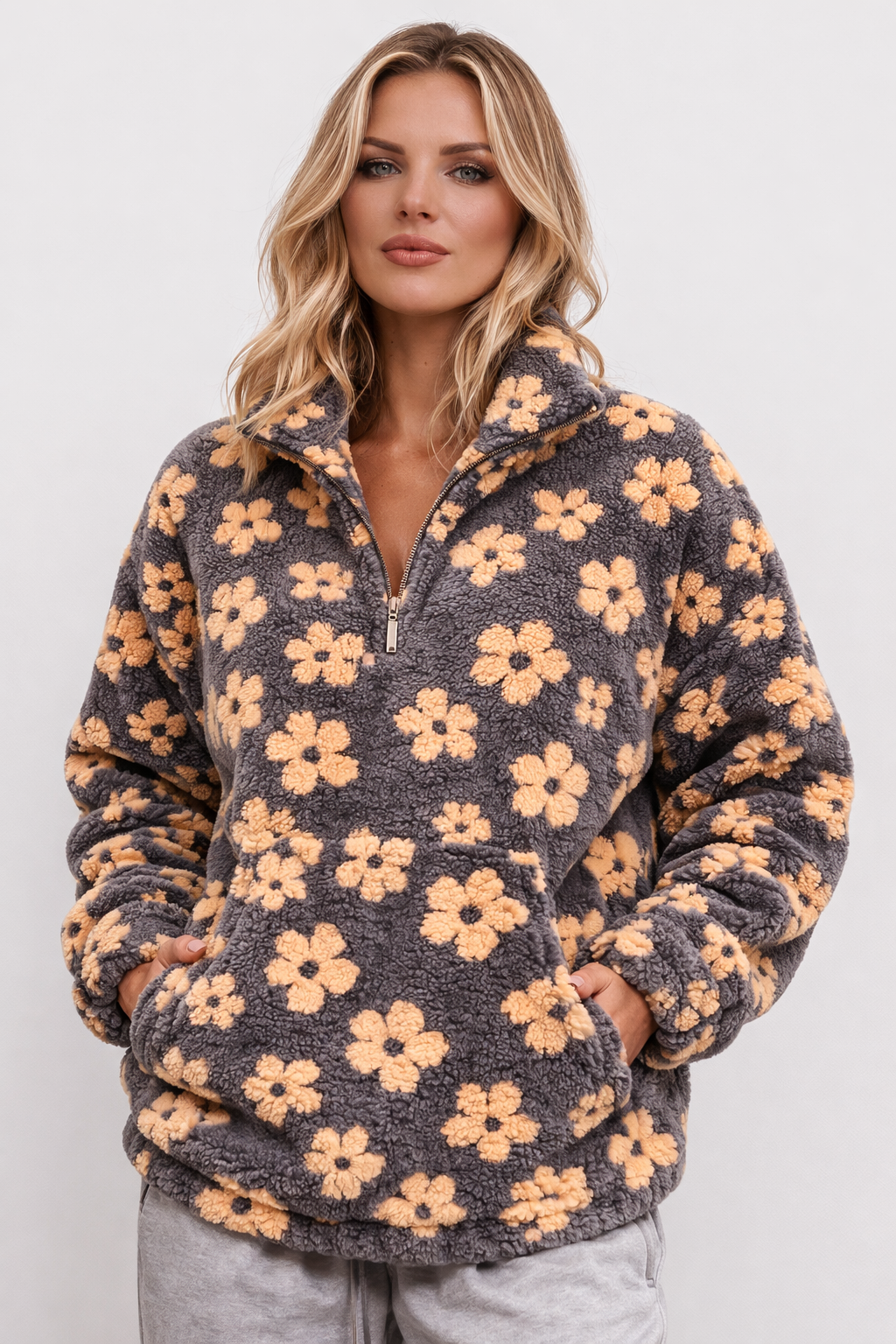 Sweat molletonné à imprimé floral