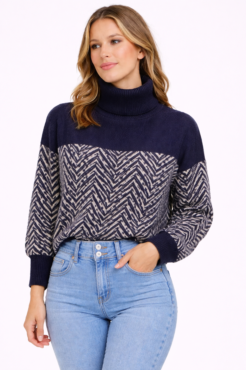 Pull en maille à motif chevrons