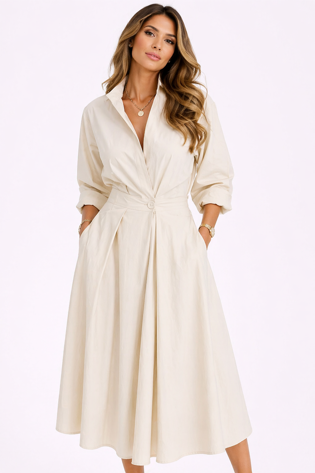 Robe trapèze à col polo