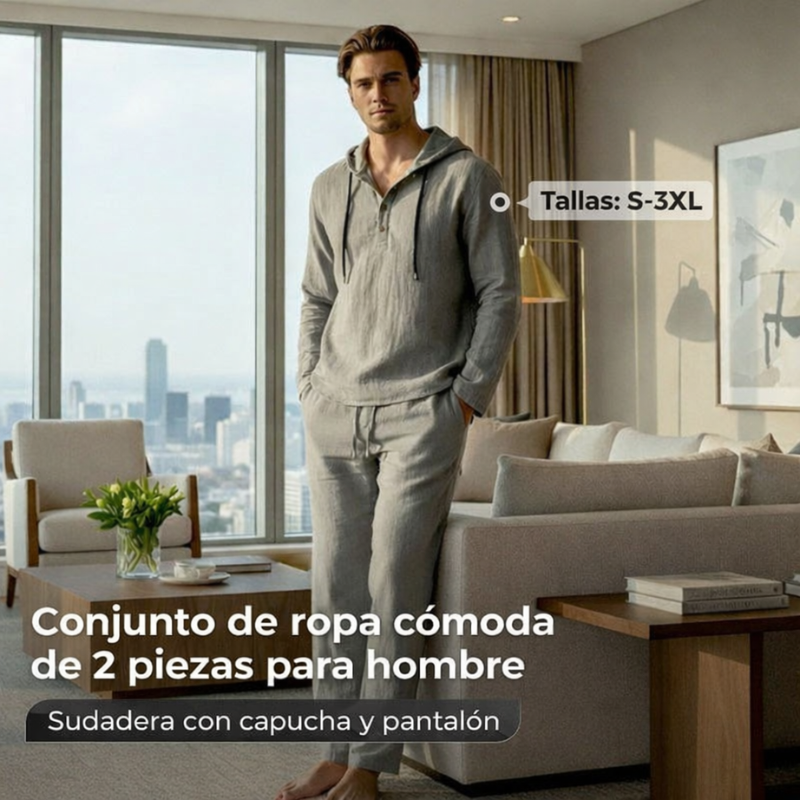 Ensemble décontracté à capuche et pantalon pour homme – 2 pièces