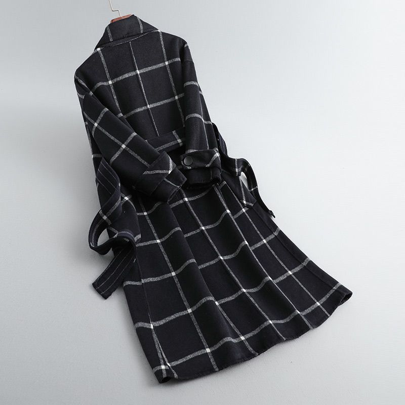 Manteau élégant en laine à carreaux