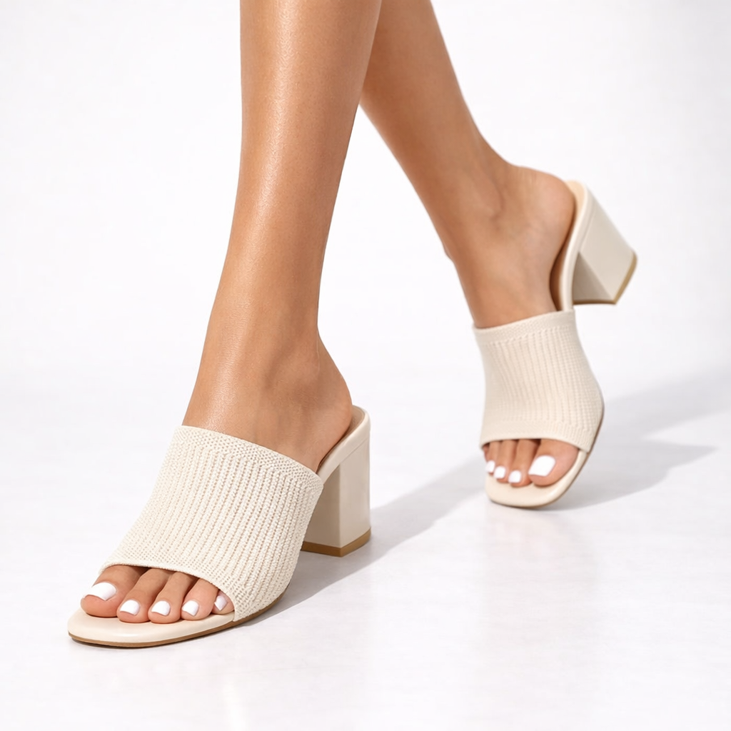 Mules Maille Talon Bloc