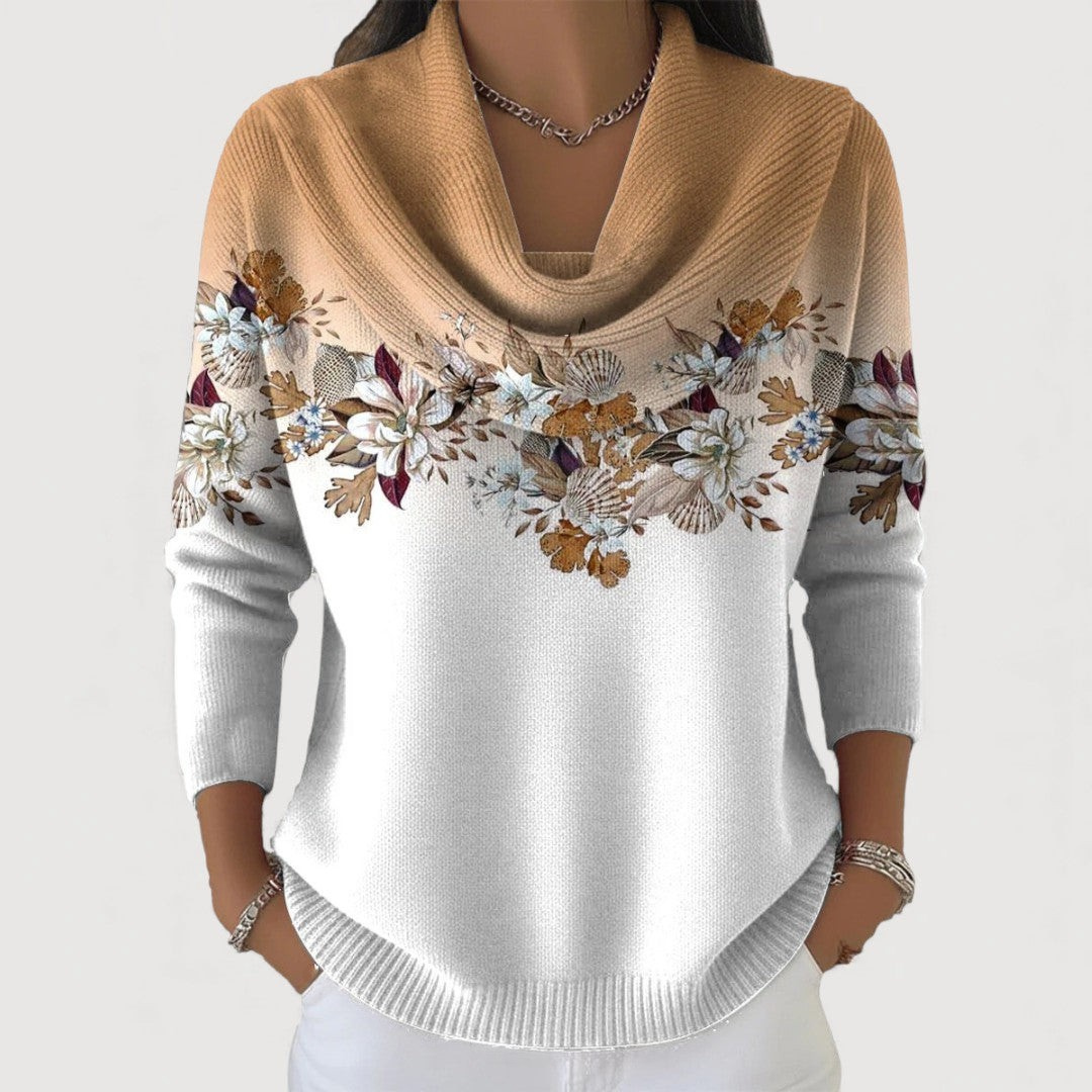Pull floral à encolure douce
