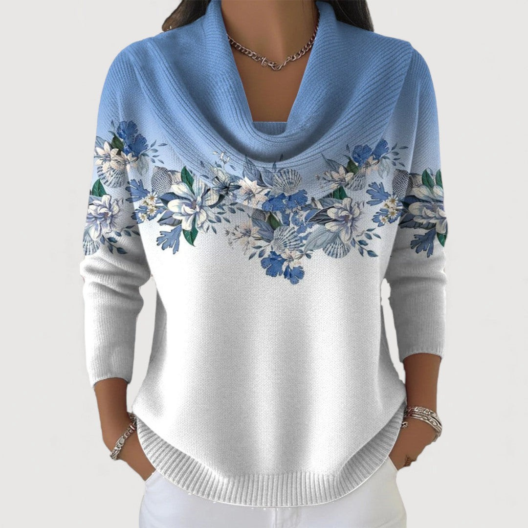 Pull floral à encolure douce