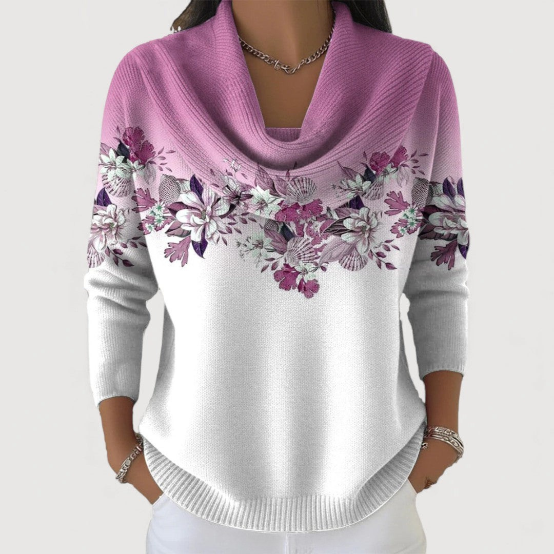 Pull floral à encolure douce