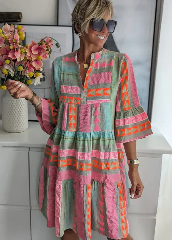 Robe col V en lin