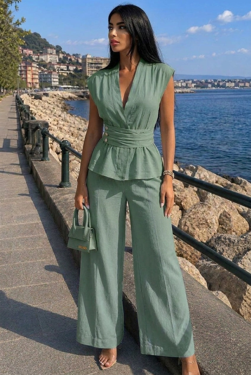 Ensemble Cache Cœur Pantalon Large