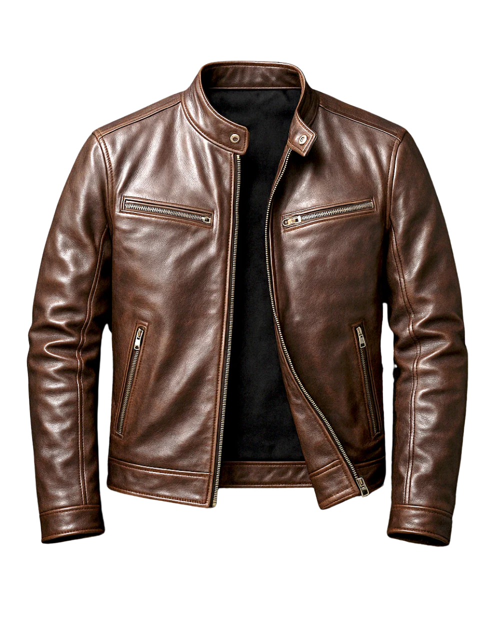Blouson en cuir coupe droite