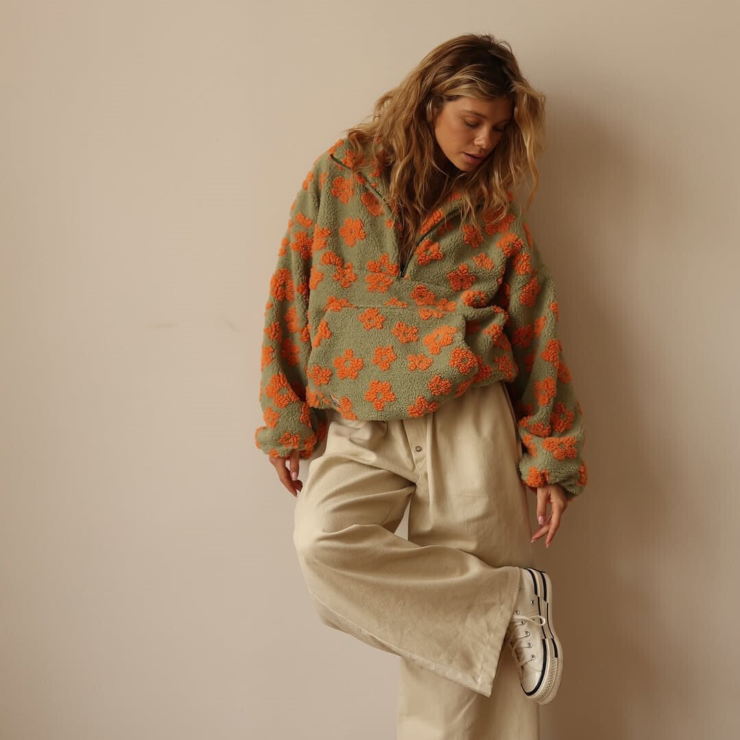 Sweat molletonné à imprimé floral