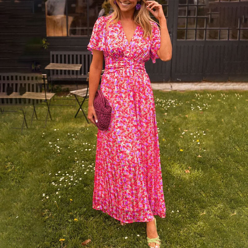 Robe longue fluide à fleurs